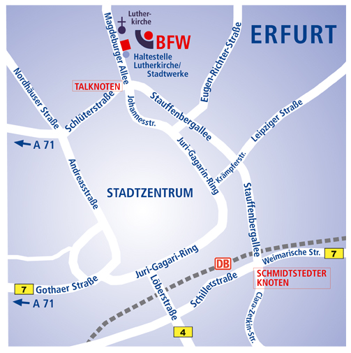 Anfahrt zum Regional-Center Erfurt