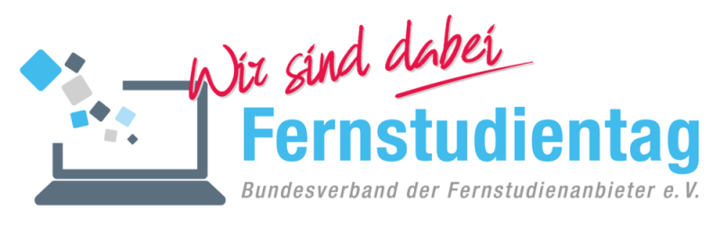 Logo des Fernstudientags mit der Aufschrift Wir sind dabei!