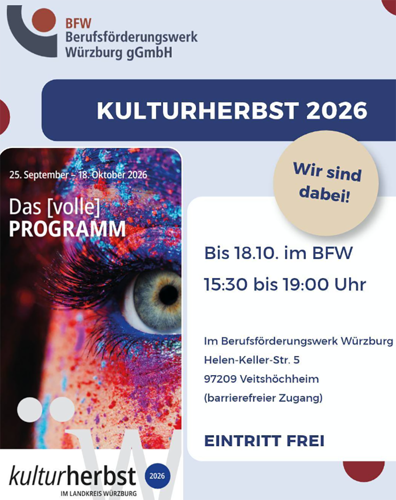 Die Fotocollage zeigt das offzielle Plakat des Kulturherbst und wiederholt die Eckdaten der Veranstaltung im BFW Die Fotocollage zeigt das offzielle Plakat des Kulturherbst und wiederholt die Eckdaten der Veranstaltung im BFW