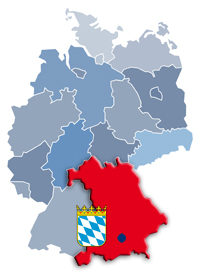Karte BRD mit Bayern-Wappen